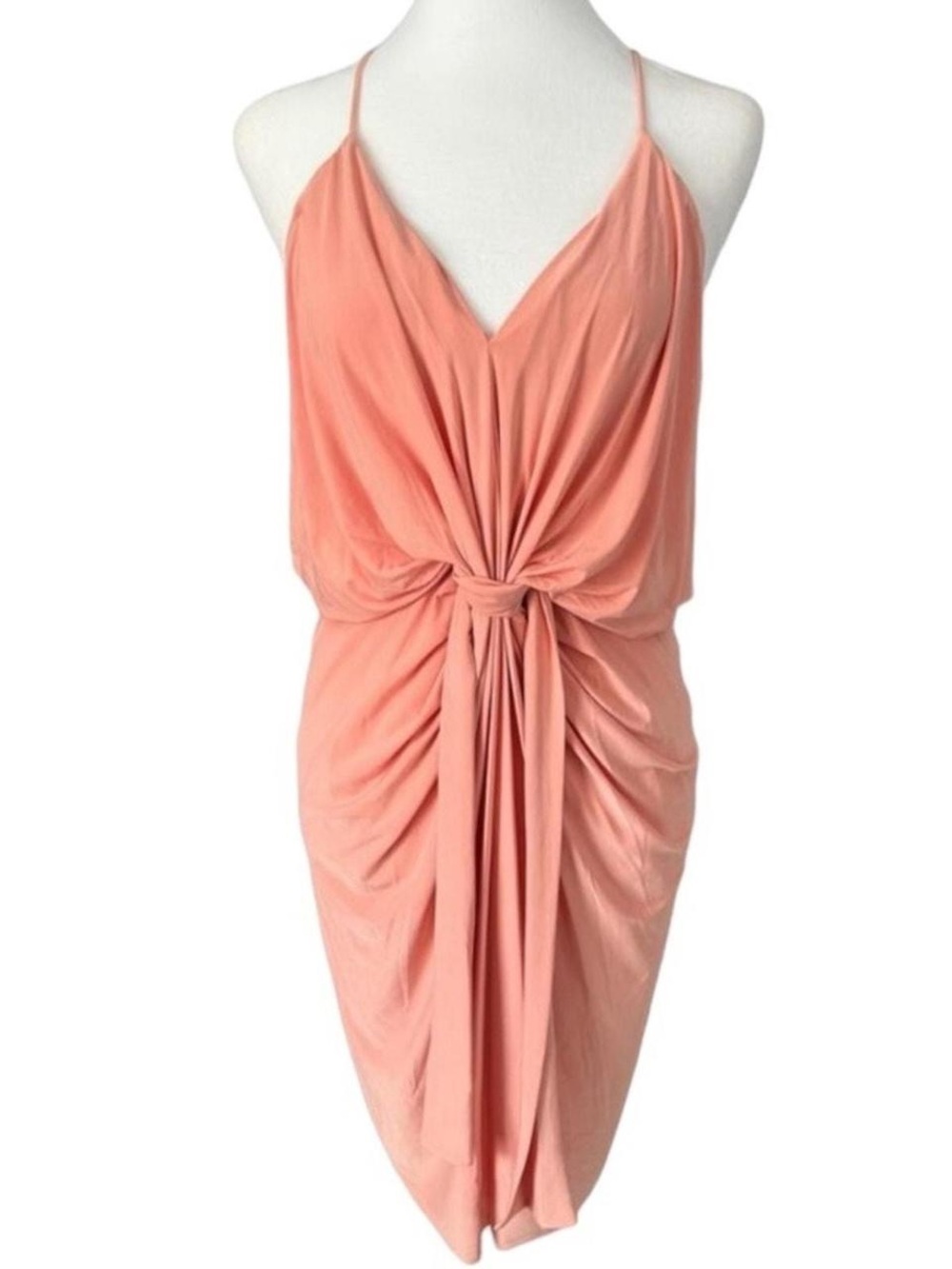 MISA Los Angeles Coral Domino Knot Front Jersey Midi Dress - XS - Picture 2 of 3